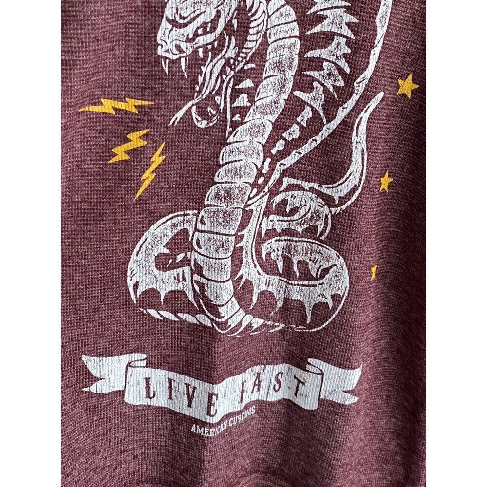 Never Surrender Live Fast American Customs Long Sleeve Shirt Thermal Men's M Red - Picture 8 of 11